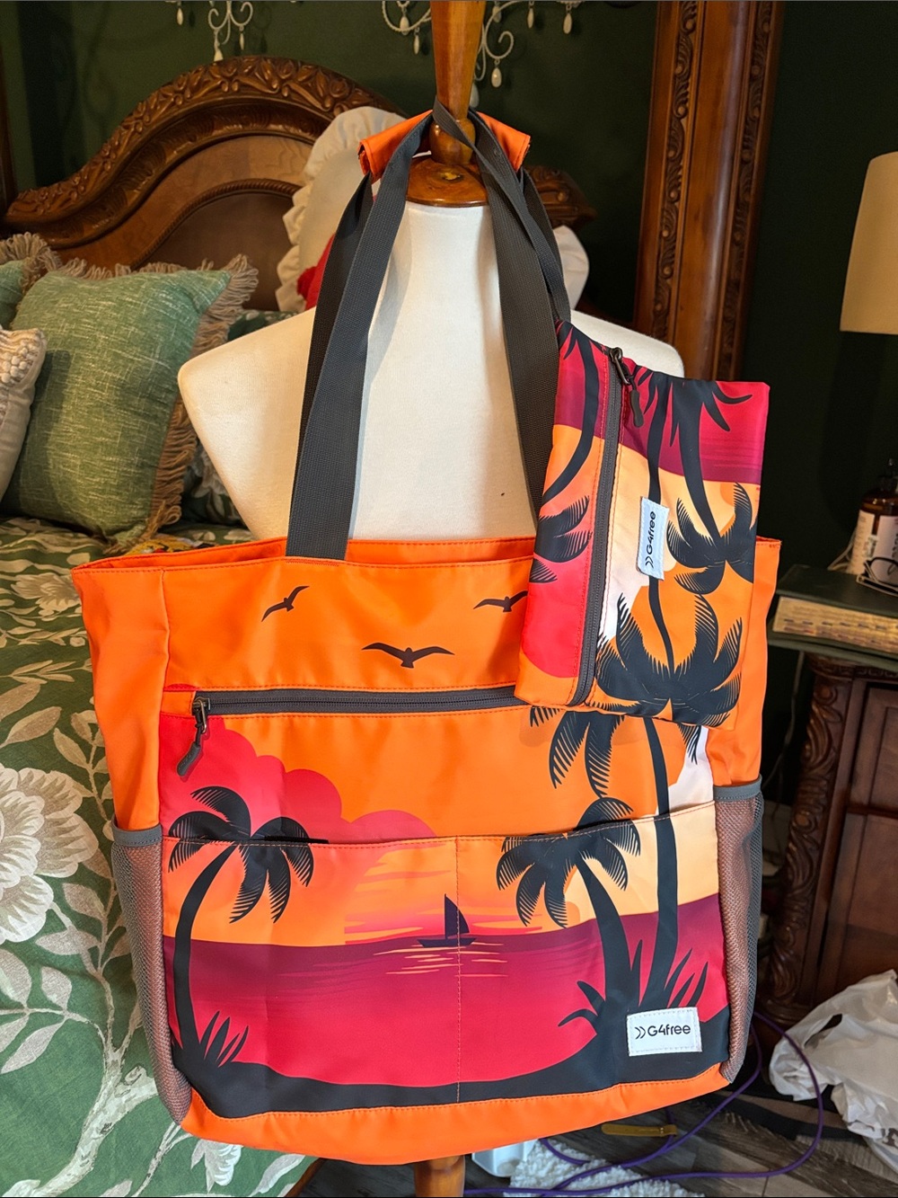 Orange Tropical Sunset Tote Bag